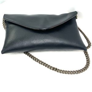 J. Crew Leather Envelope Shoulder Bag w/Chain Strap - Black/Bronze, Style# 51632